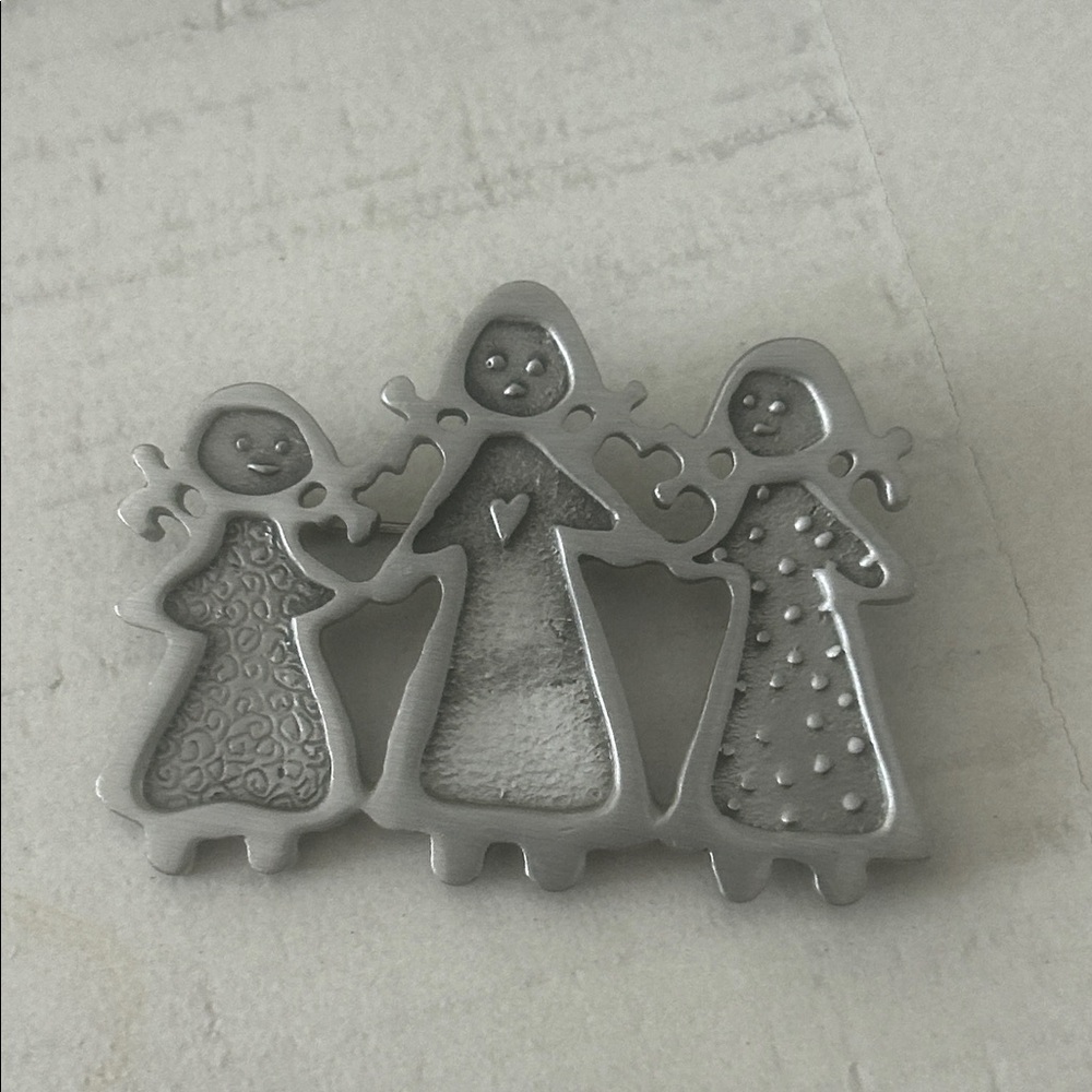Vintage Cynthia Webb Pin Brooch Pewter Toned Three Sisters